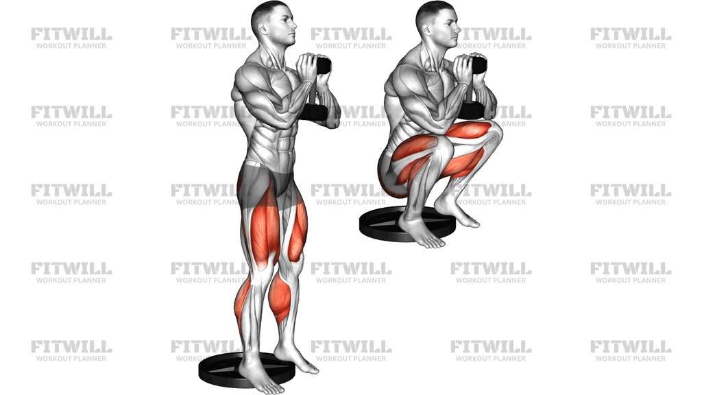 Dumbbell Elevated Heel Goblet Squat (Version 2)