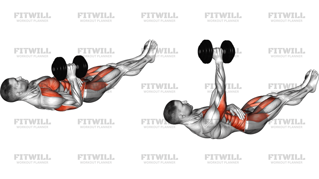 Dumbbell Lying Floor Single Arm Hammer Press With
