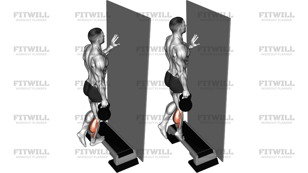 Kettlebell Single Leg Calf Raise Off Step