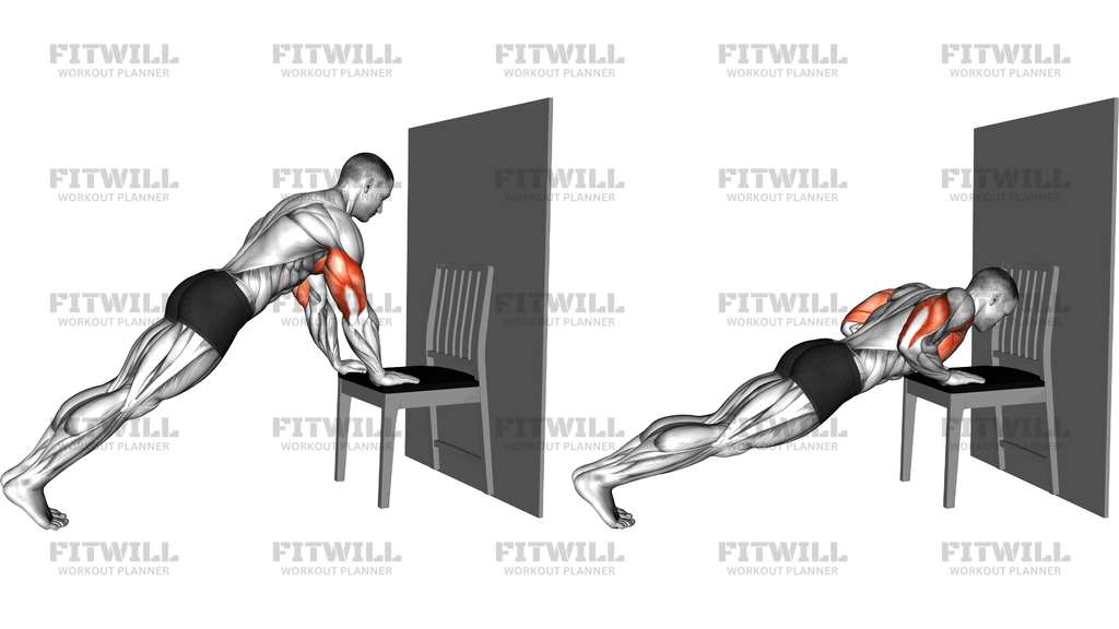 Incline Close Grip Push Up With Chair Against Wal