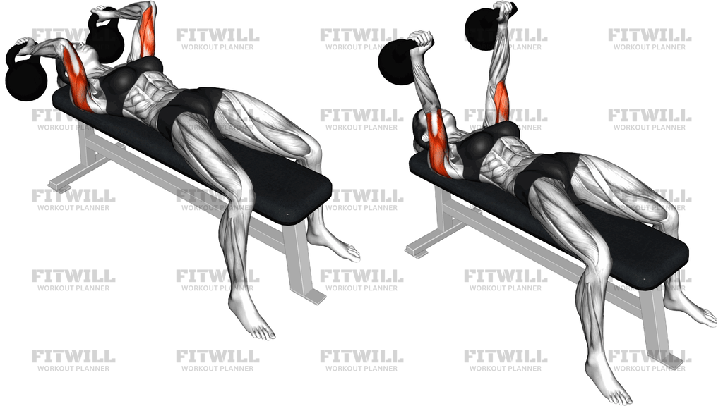 Kettlebell Lying Triceps Extension Skull Crusher