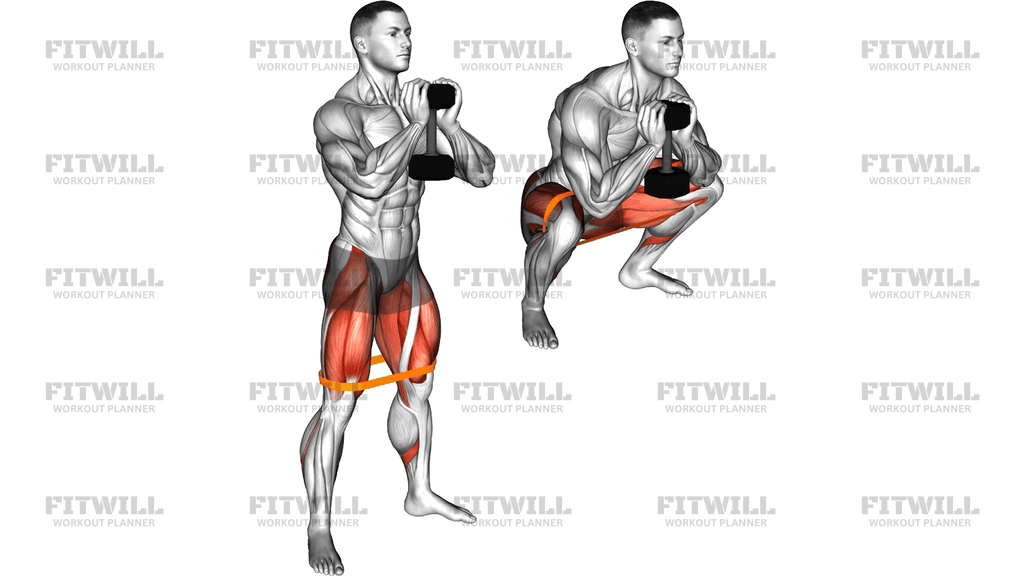 Dumbbell Banded Goblet Squat