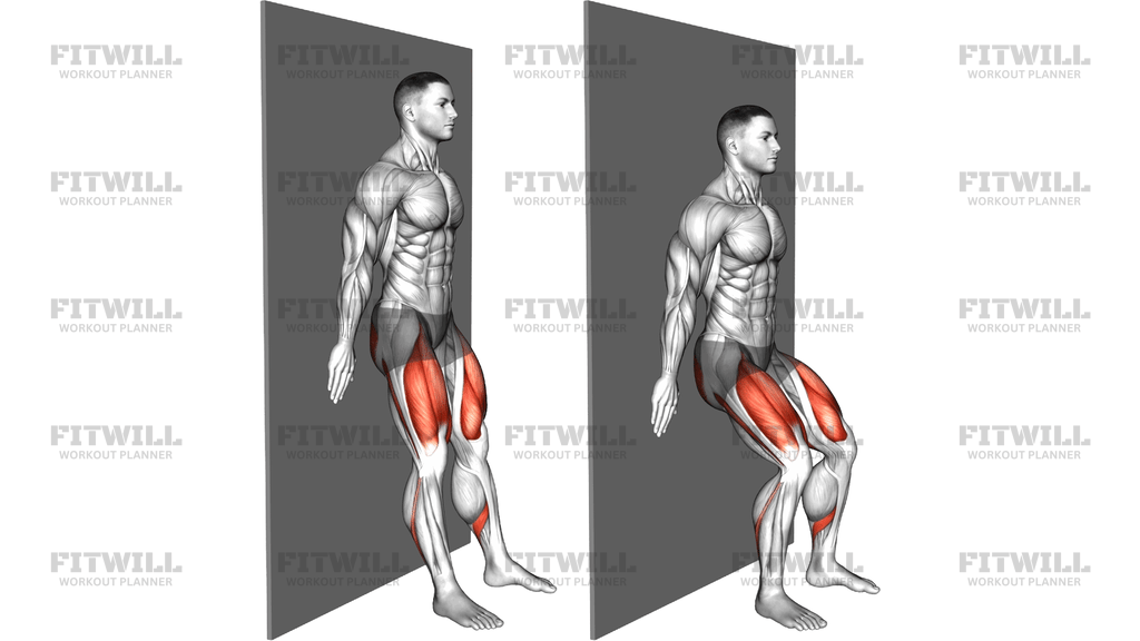 Standing Wall Slide Half Squat Hold