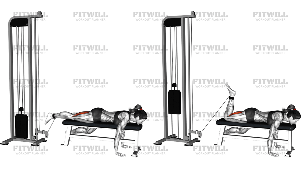 Cable Lying Bench Single Leg Curl