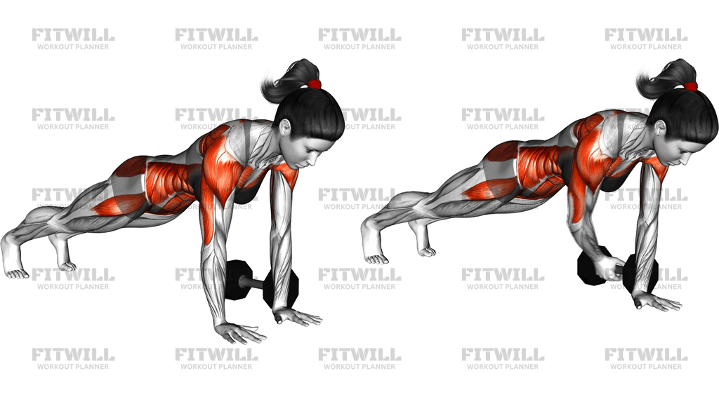 Dumbbell Plank Pass Through