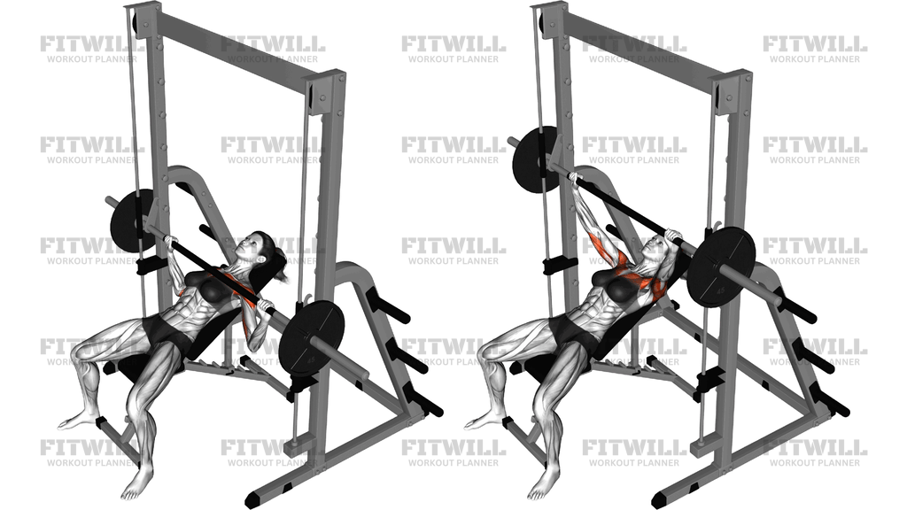 Smith Incline Wide Grip Bench Press