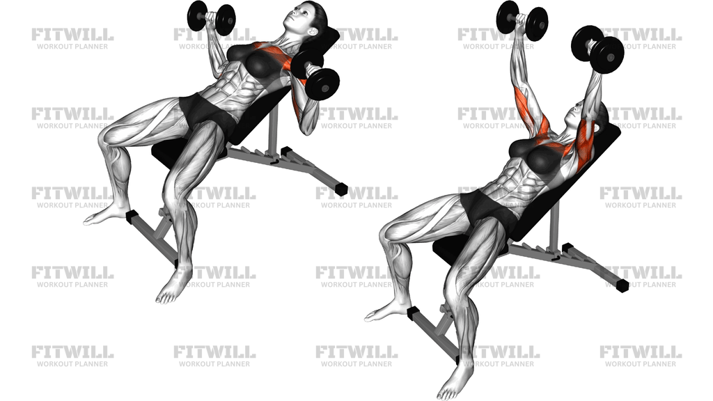 Dumbbell Incline Wide Grip Bench Press