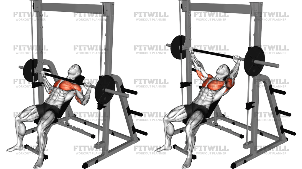 Smith Incline Wide Grip Bench Press