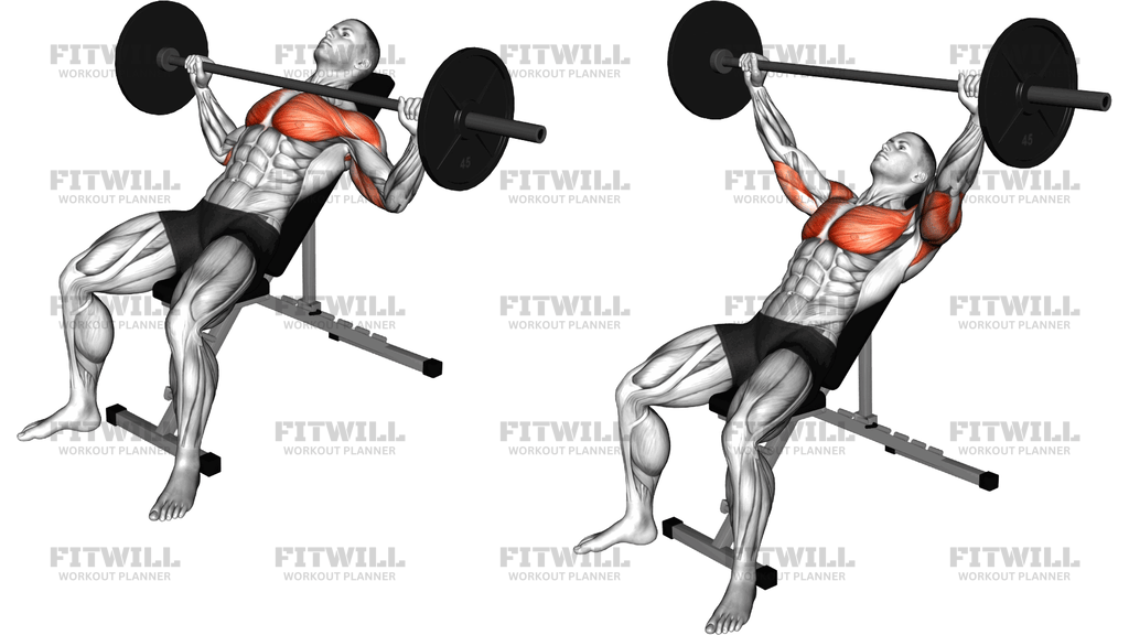 Barbell Incline Wide Grip Bench Press