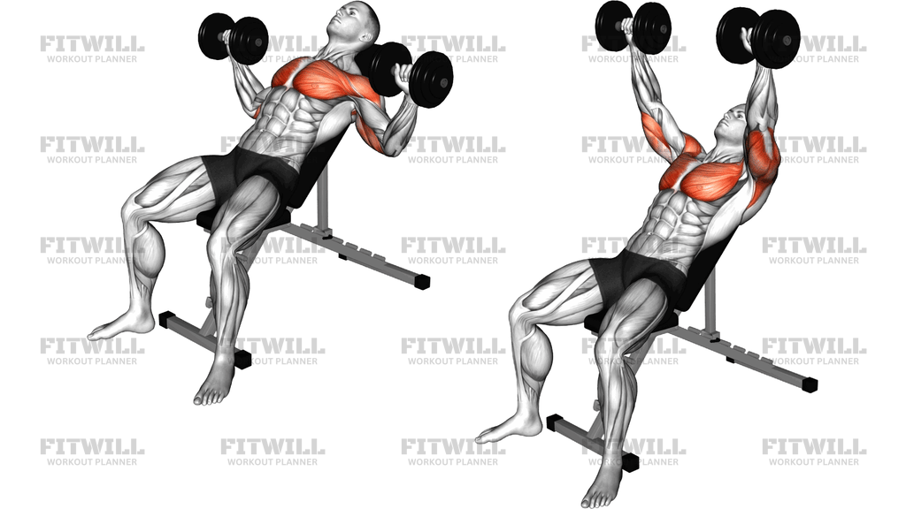 Dumbbell Incline Wide Grip Bench Press