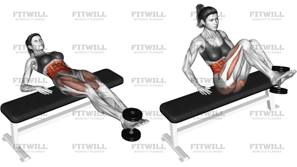 Weighted Twisting Crunch On Bench