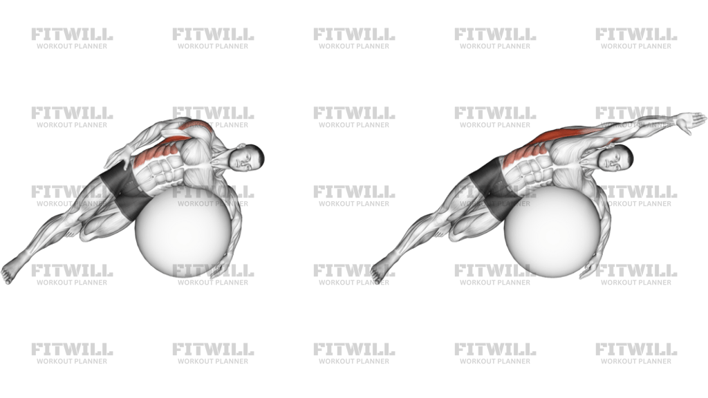 Exercise Ball Lying Side Lat Stretch
