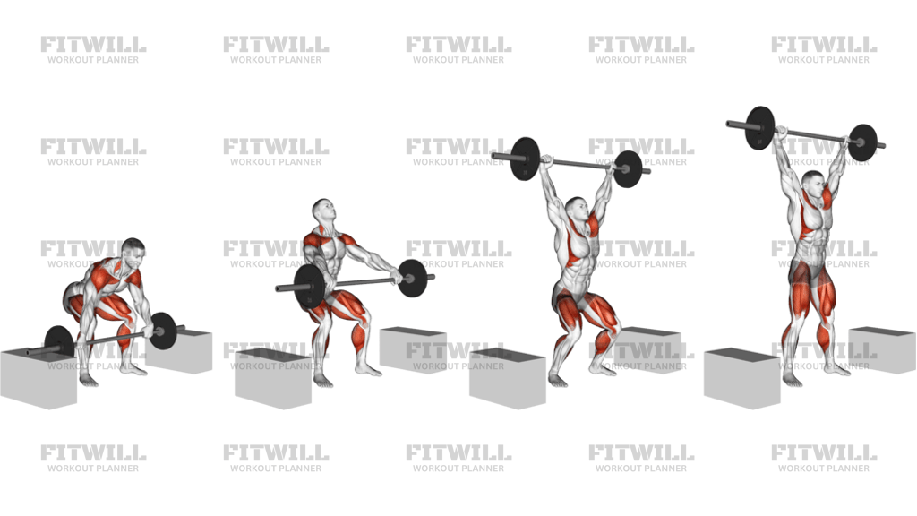 Barbell Power Snatch From Blocks