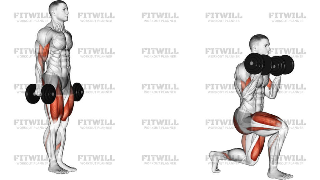 Dumbbell Lunge With Bicep Curl