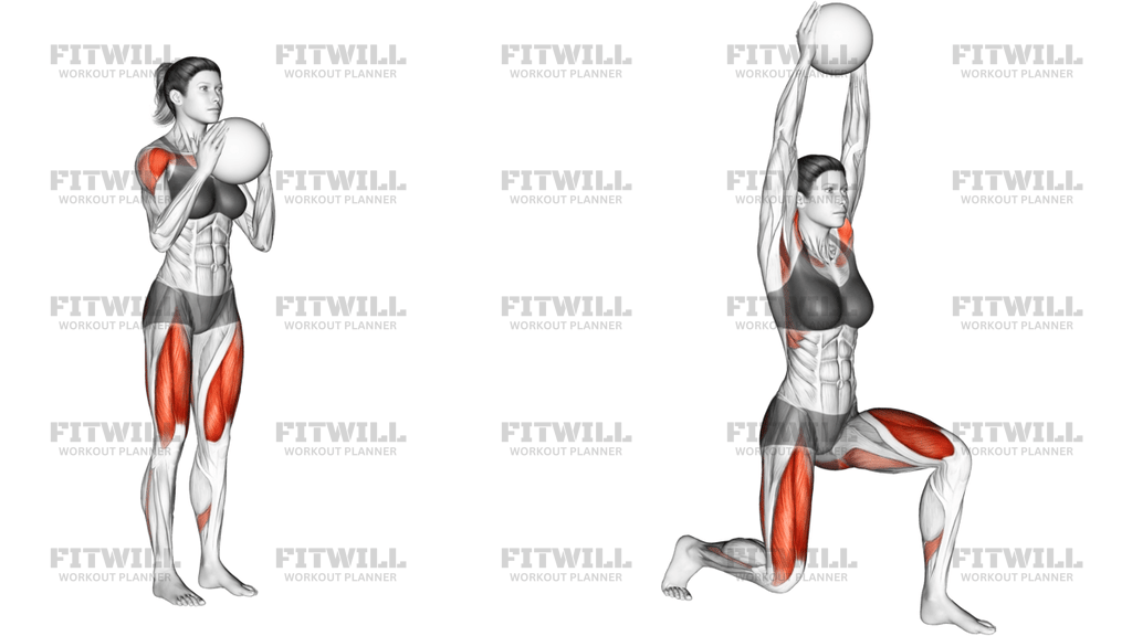 Sagittal Plane Lunge With Overhead Medicine Ball Press
