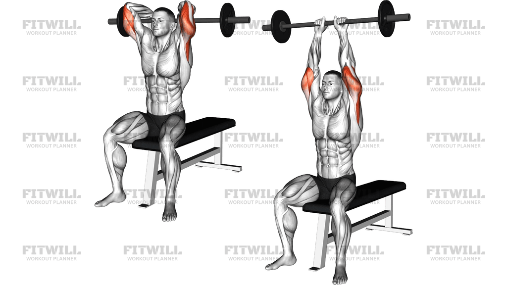 Barbell Seated Close-Grip Behind Neck Triceps Extension