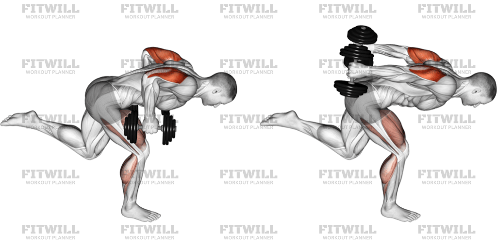 Dumbbell Tricep Kickback With Stork Stance: Exercise Guide, Techniques ...