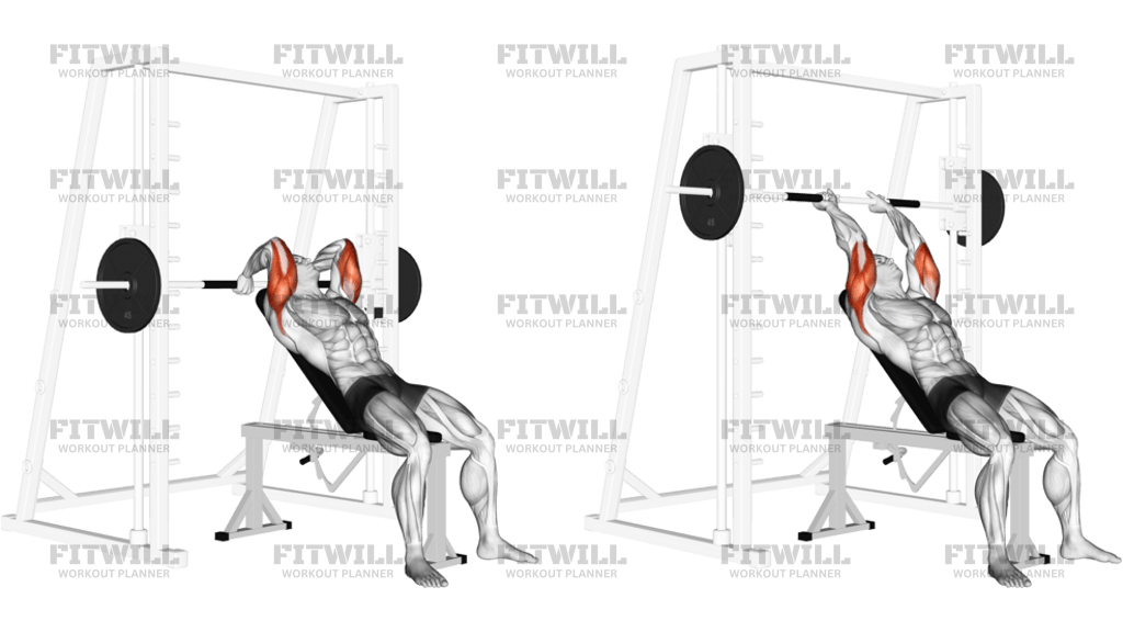 Smith Machine Incline Tricep Extension