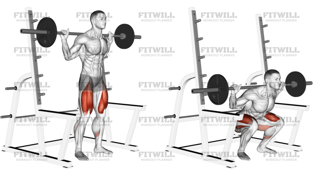 Barbell Low Bar Squat With Rack