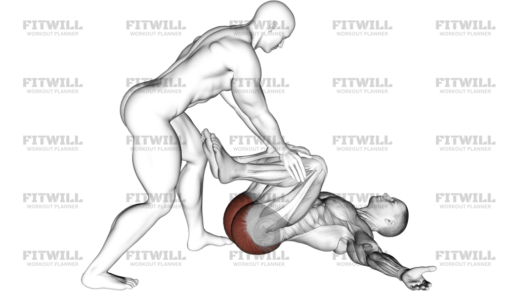 Assisted Lying Hip Stretch In Supine Position