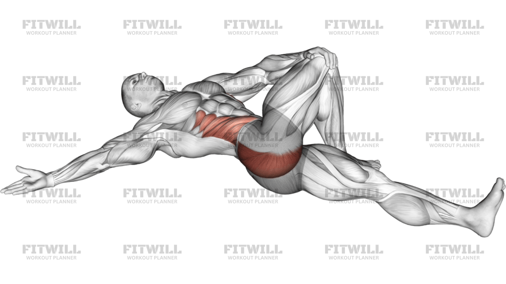 Lying Cross Over Knee Pull Down Stretch