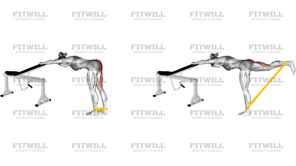 Resistance Band One Leg Kickback Bent Position