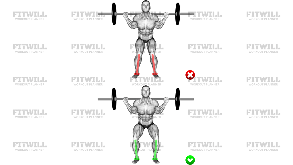 Barbell Squat Knees Middle Position WRONG-RIGHT