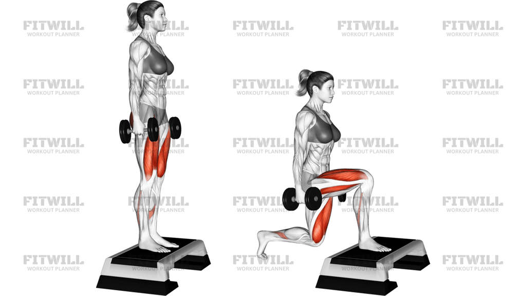 Dumbbell Rear Lunge From Step