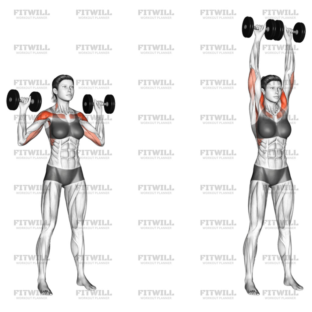 Dumbbell Standing Overhead Press: Exercise Guide, Video, Techniques ...