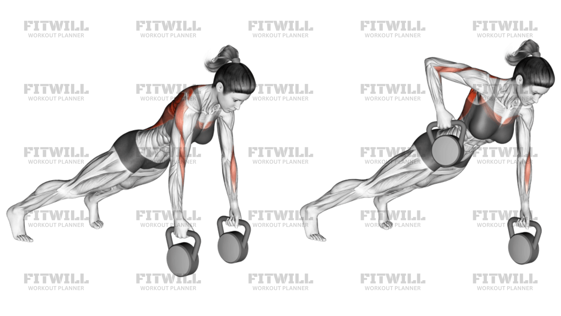Alternating kettlebell row sale