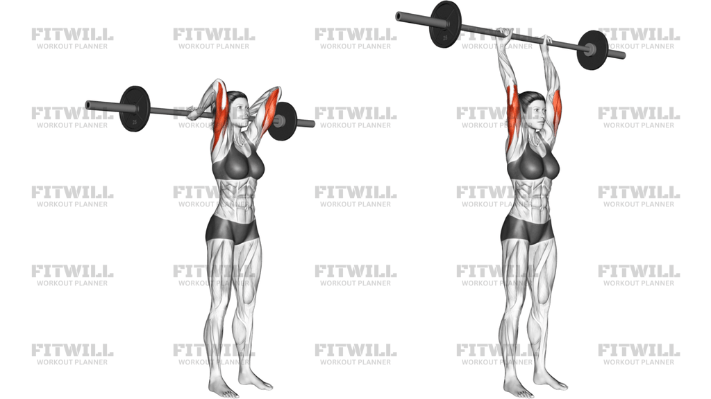 Barbell Standing Overhead Triceps Extension