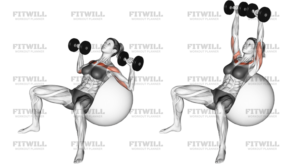 Dumbbell Incline Press On Exercise Ball