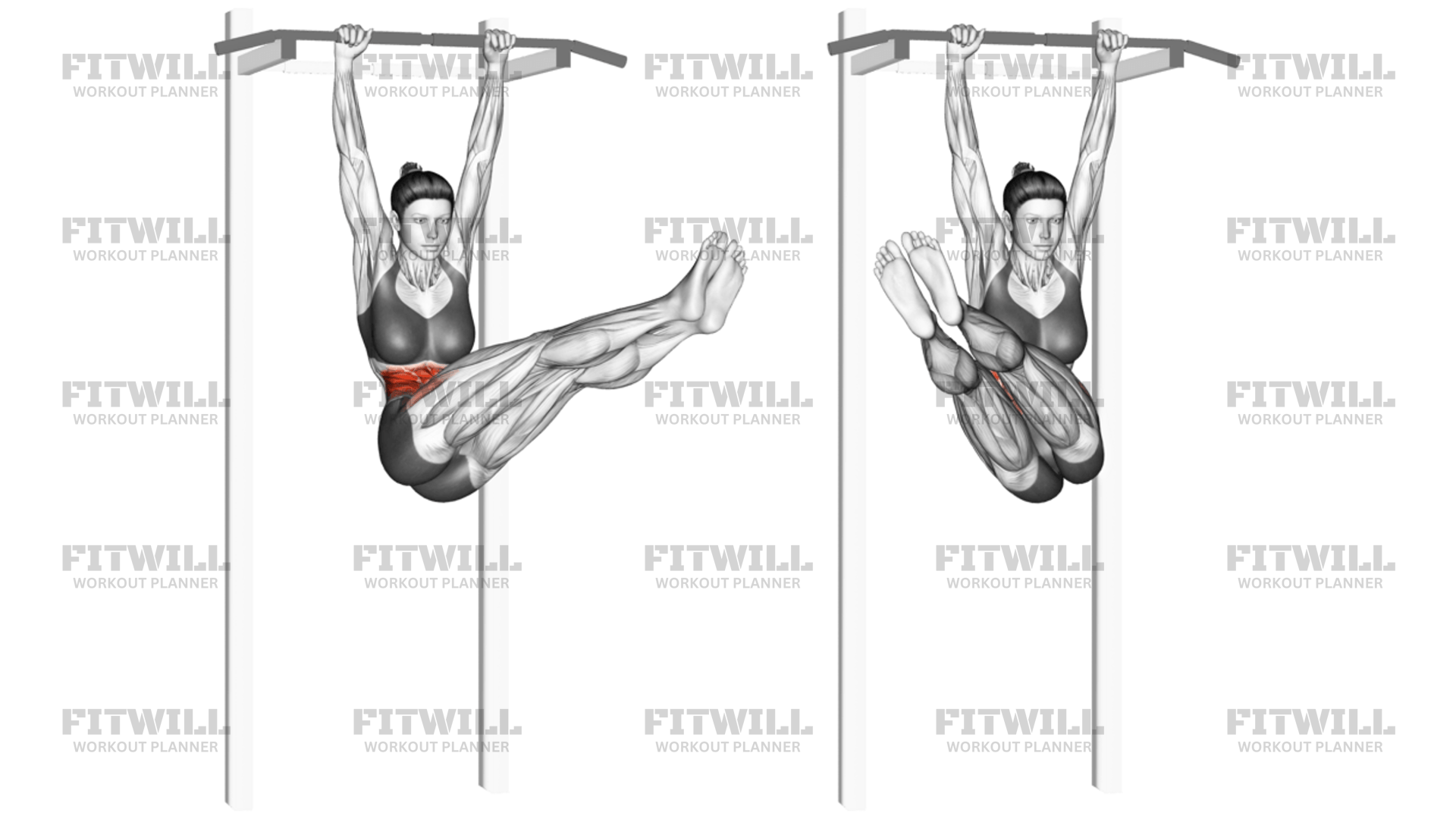 Hanging Straight Twisting Leg Hip Raise: Exercise Guide, Techniques ...