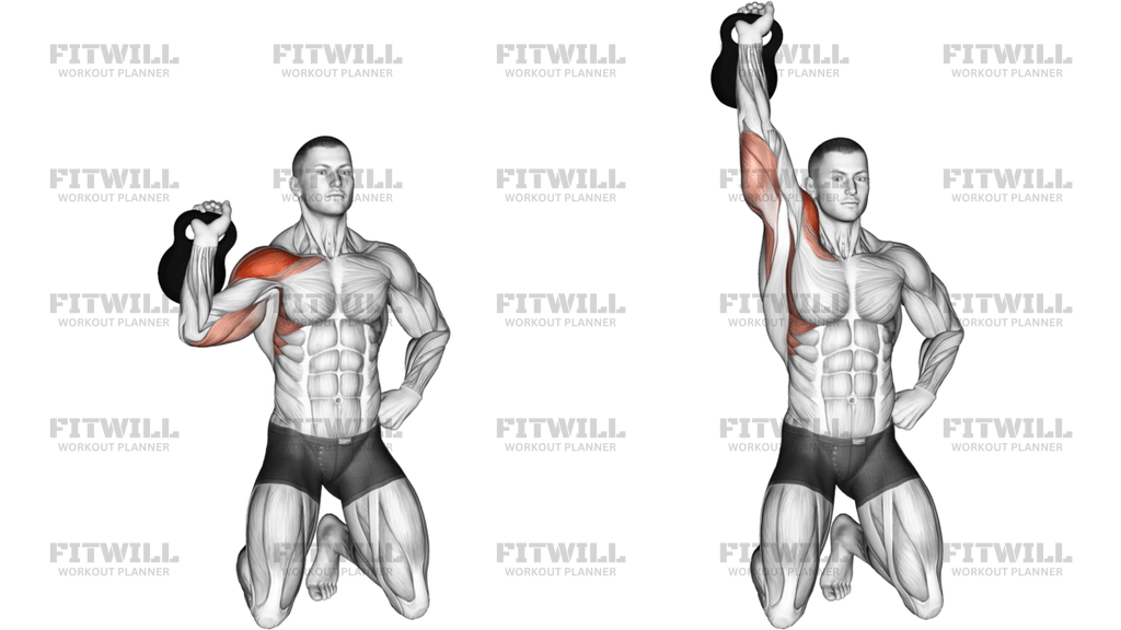 Kettlebell Kneeling One-Arm Shoulder Press