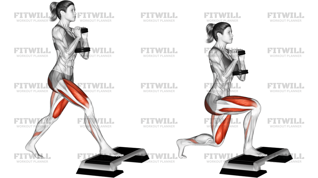 Dumbbell Goblet Split Squat Front Foot Elevanted