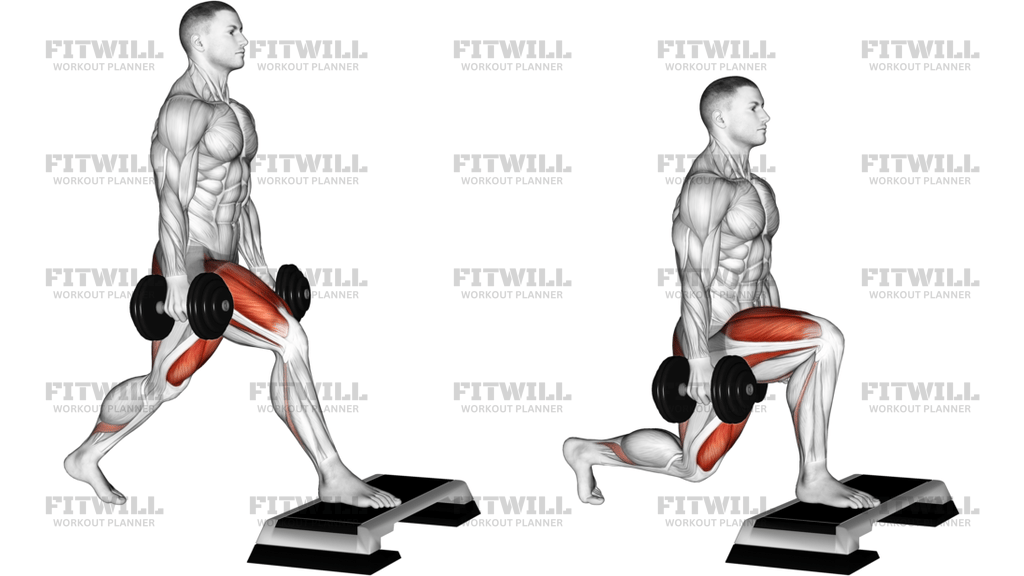 Dumbbell Split Squat Front Foot Elevanted