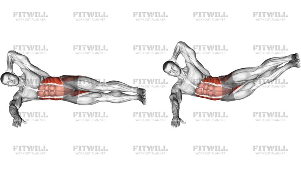 Oblique Crunches With Straight Leg Lift