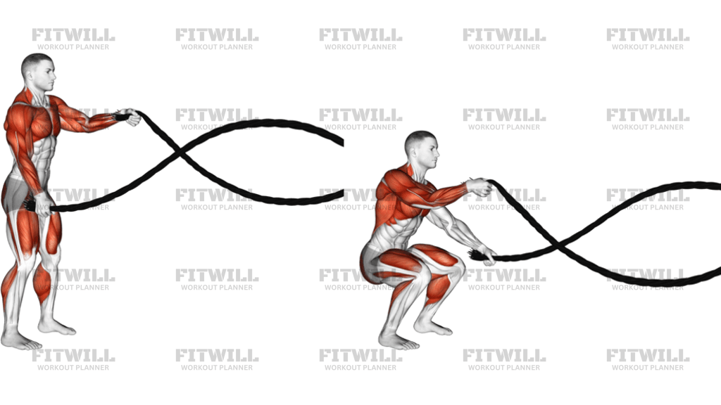 Battling Ropes Alternate Arms Squat: Exercise Guide, Techniques ...