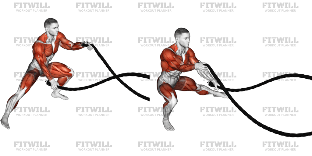 Battling Ropes Alternate Arms Side Lunge: Exercise Guide, Techniques ...