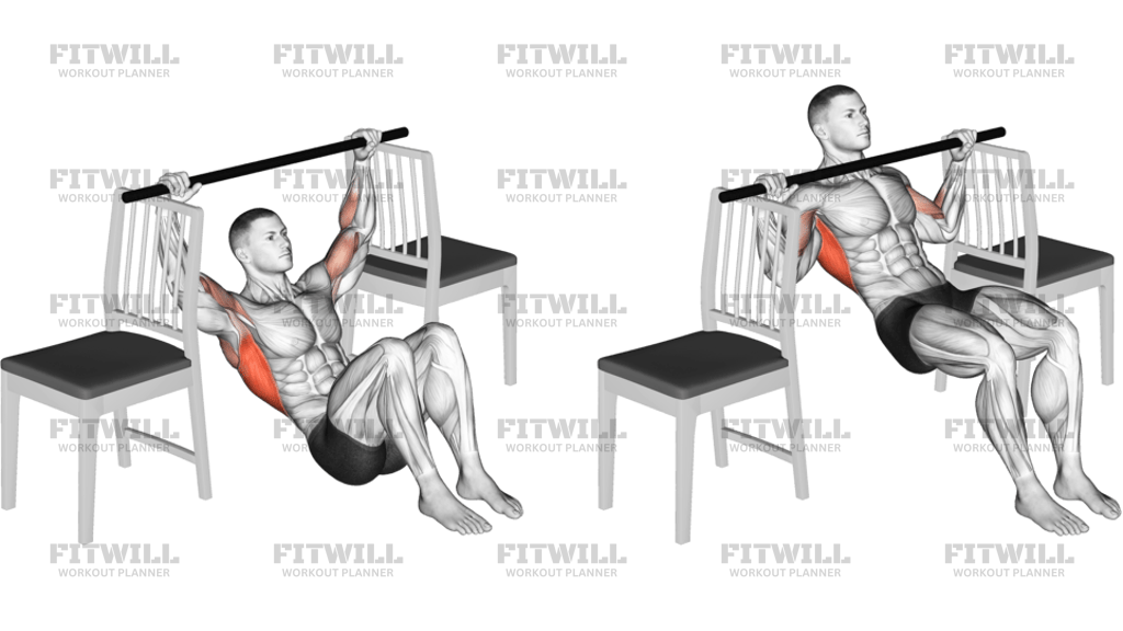 Pull-Up With Bent Knee Between Chairs