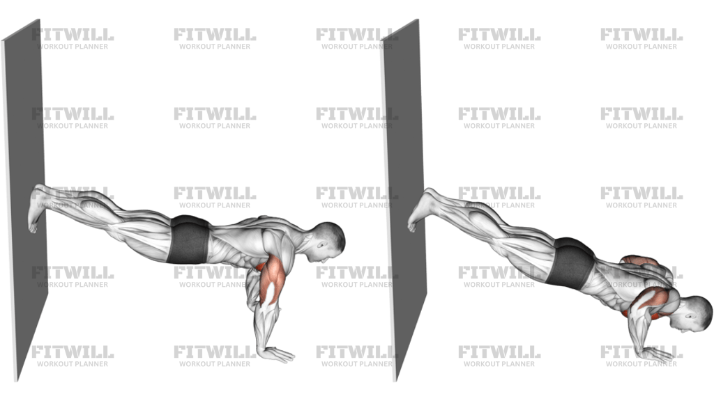 Wall-Assisted Decline Push-Up