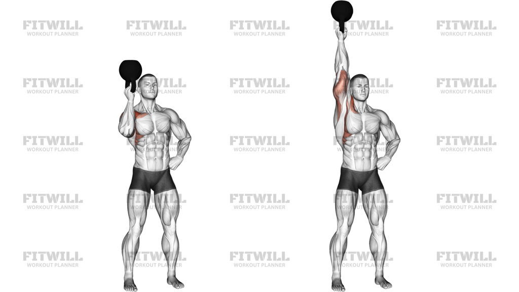 Kettlebell Standing Bottoms Up One-Arm Shoulder Press