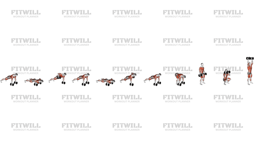 Dumbbell Complex Push-Up Row Clean And Press