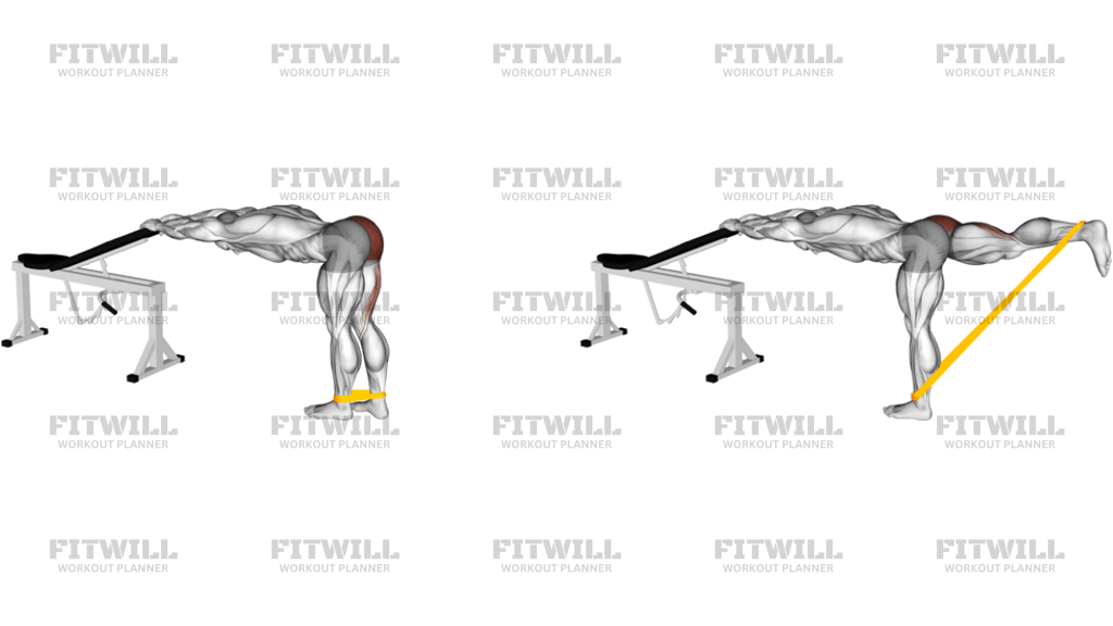 Resistance Band One Leg Kickback Bent Position