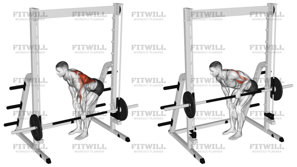 Smith Single-Arm Bent-Over Row