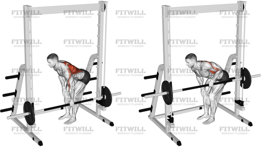 Smith Single-Arm Bent-Over Row