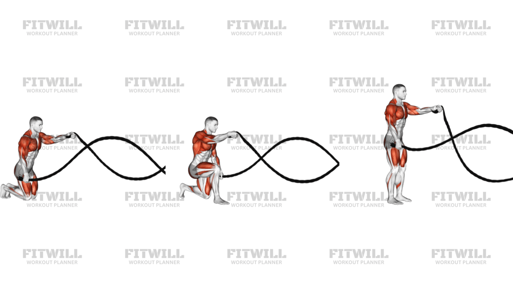 Battling Ropes Alternating Waves With Kneeling Get-Up