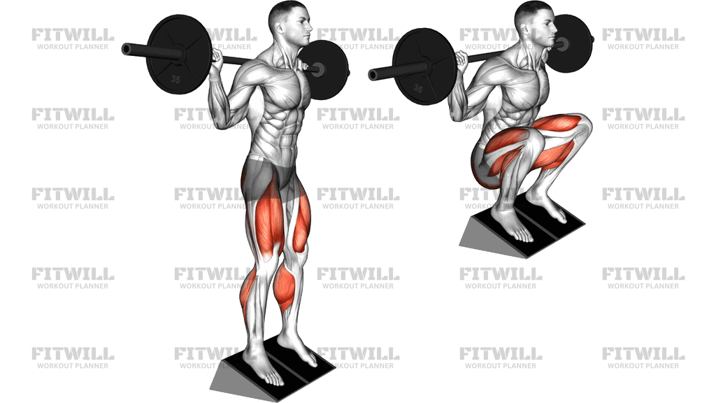 Barbell Elevated Heel Squat