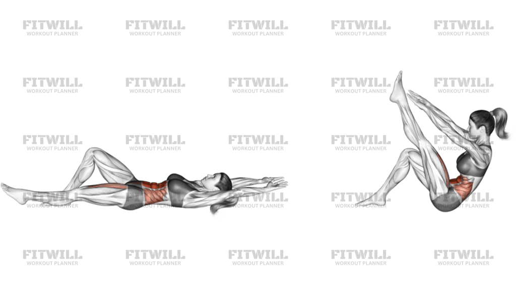 Abdominales Con Flexión De Pierna Y Brazos Rectos