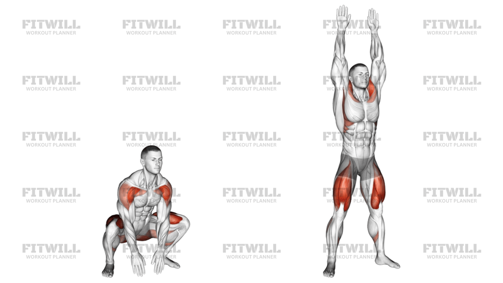 Bodyweight Full Squat With Overhead Press